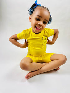 Kids Personalized Initial Pajamas| Yellow Short Set| Toddler Youth Infant| |2 Piece Set| Sleeper| Custom Pajamas| Girls| Boys| Yellow