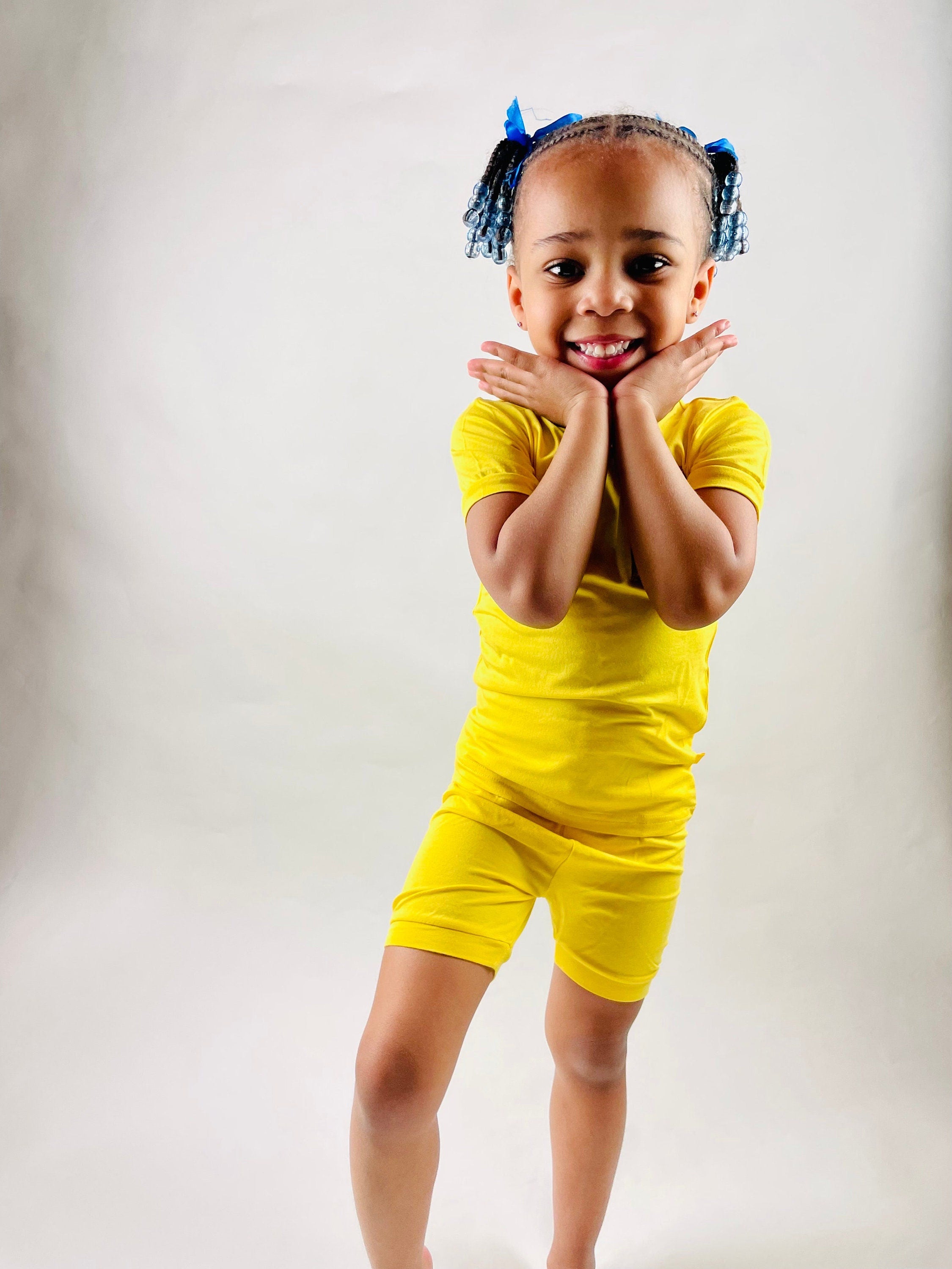 Kids Personalized Initial Pajamas| Yellow Short Set| Toddler Youth Infant| |2 Piece Set| Sleeper| Custom Pajamas| Girls| Boys| Yellow