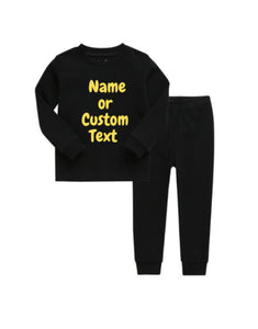 Kids Personalized Pajamas Set| Name or Custom Text| Toddler Youth Pajamas| Big Kids| Multiple Colors|2 Piece| Black Set| Sleeper| Girl| Boy