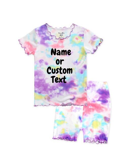 Kids Personalized Pajama Set| Name or Custom Text| Toddler Youth Pajamas| Big Kid| Multiple Colors|2 Piece Set| Sleeper| Girl | Boy| Tye Dye
