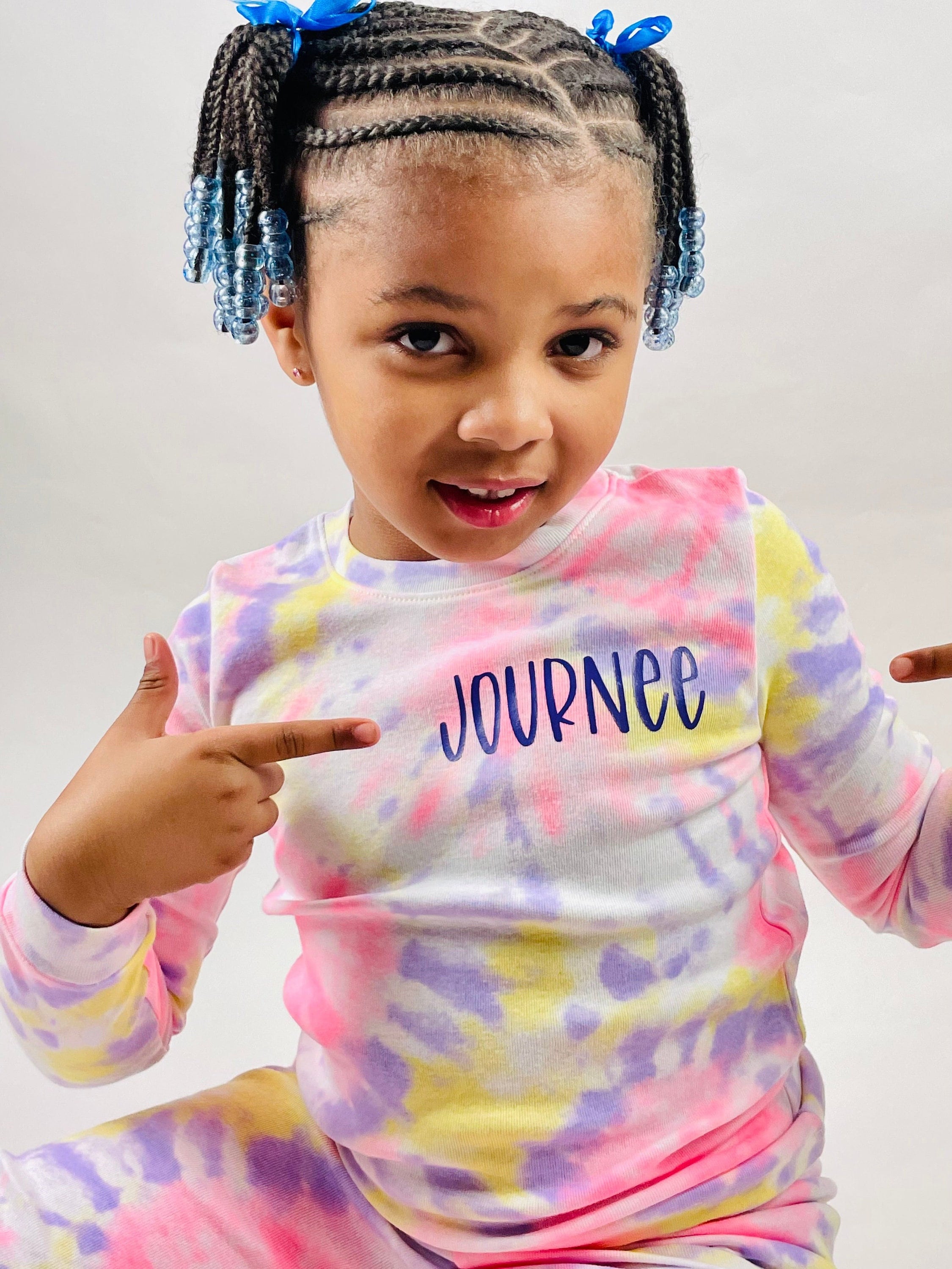 Kids Personalized Name Tie Dye Pajama Set| Custom Text Rainbow Tie Dye Pjs| Infant Youth or Toddler Pajamas| Birthday Gift| Christmas Gift