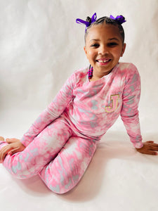 Kids Personalized Pajamas for Girls and Boys| Toddler Pajamas| Youth Pajamas| Birthday Gift| Slumber Party| Unisex| Pink| Gray| Tie Dye